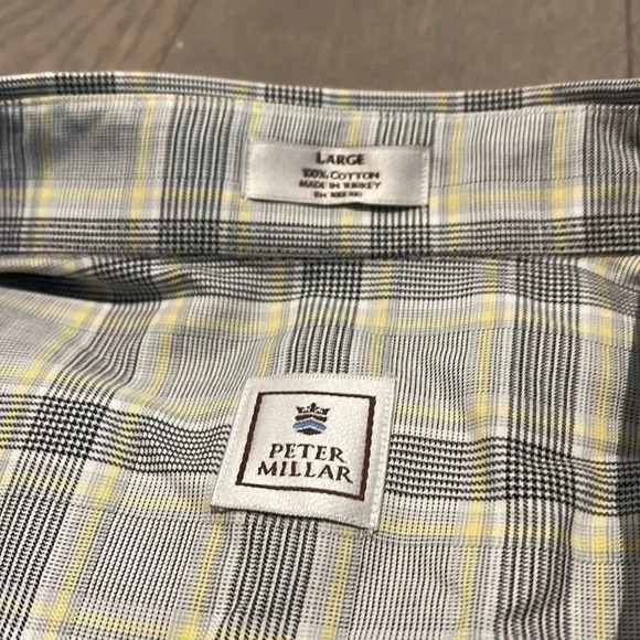 Peter Millar White/Yellow Casual Long Sleeve Cotton Button Down Shirt Size L - Picture 2 of 6